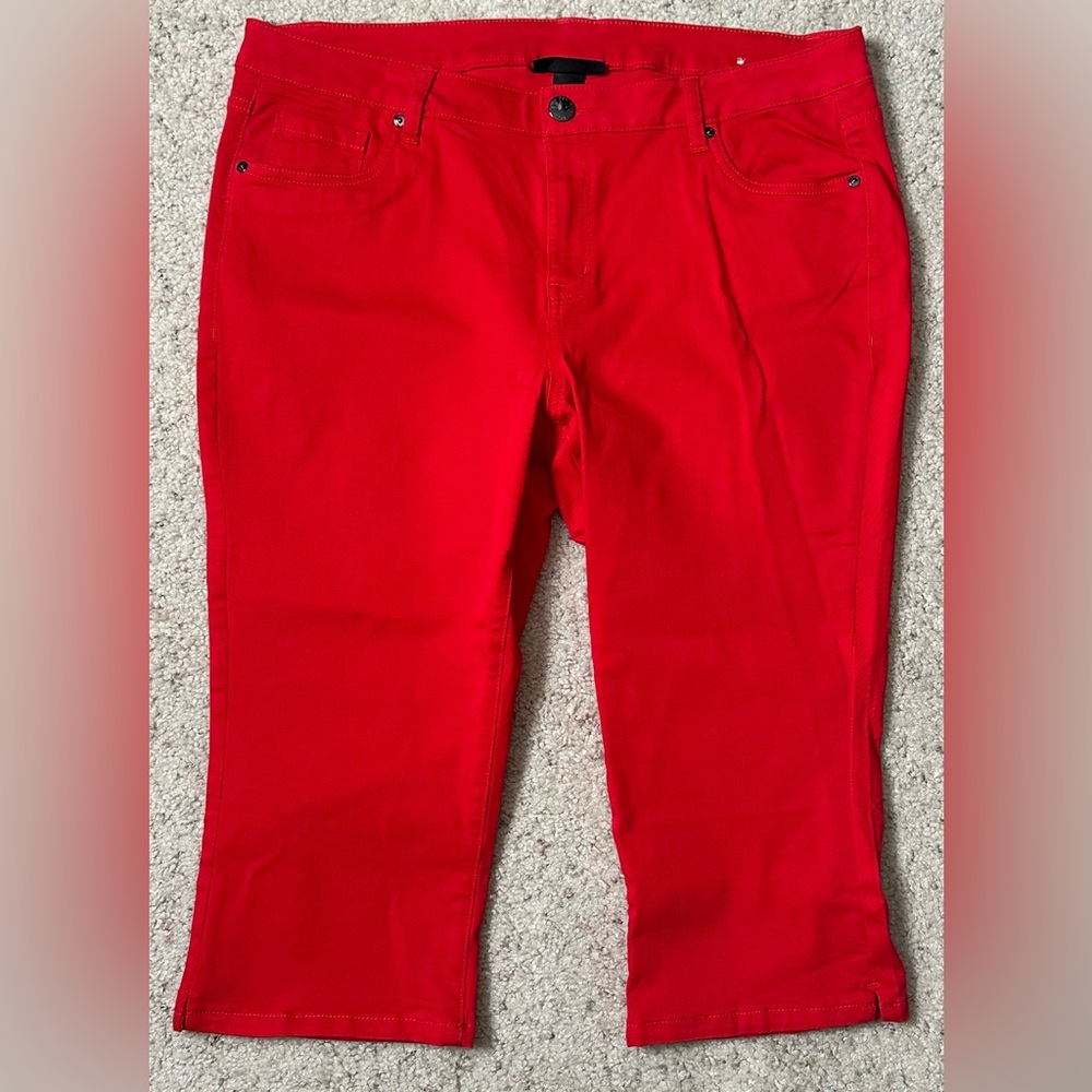 NWOT Lane Bryant Red Jeans Pedal Pushers Sz 18 Stretch